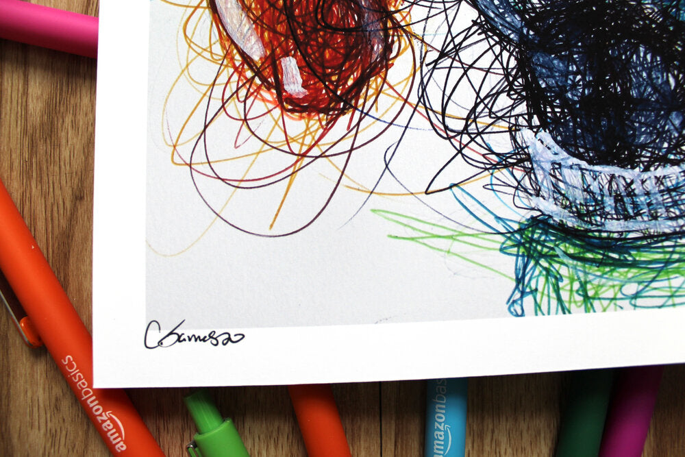 Little Mac Ballpoint Pen Scribble Art Print-Cody James by Cody