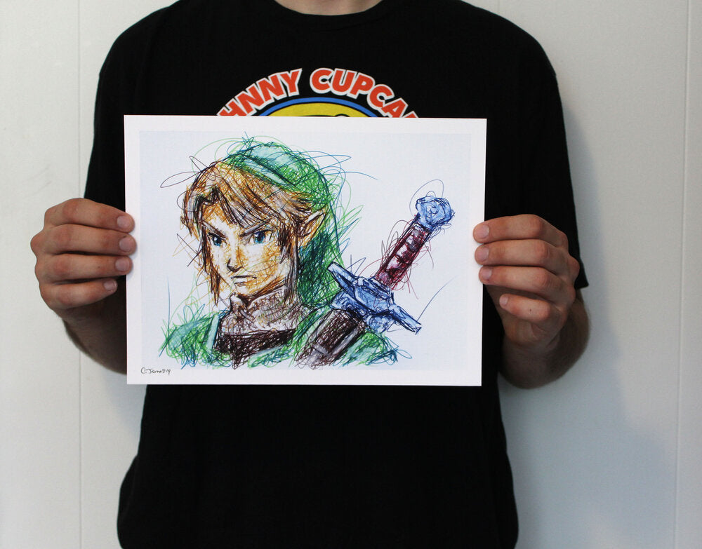 Link Ballpoint Pen Scribble Art Print-Cody James by Cody