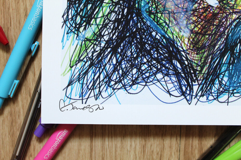 Loki Ballpoint Pen Scribble Art Print-Cody James by Cody
