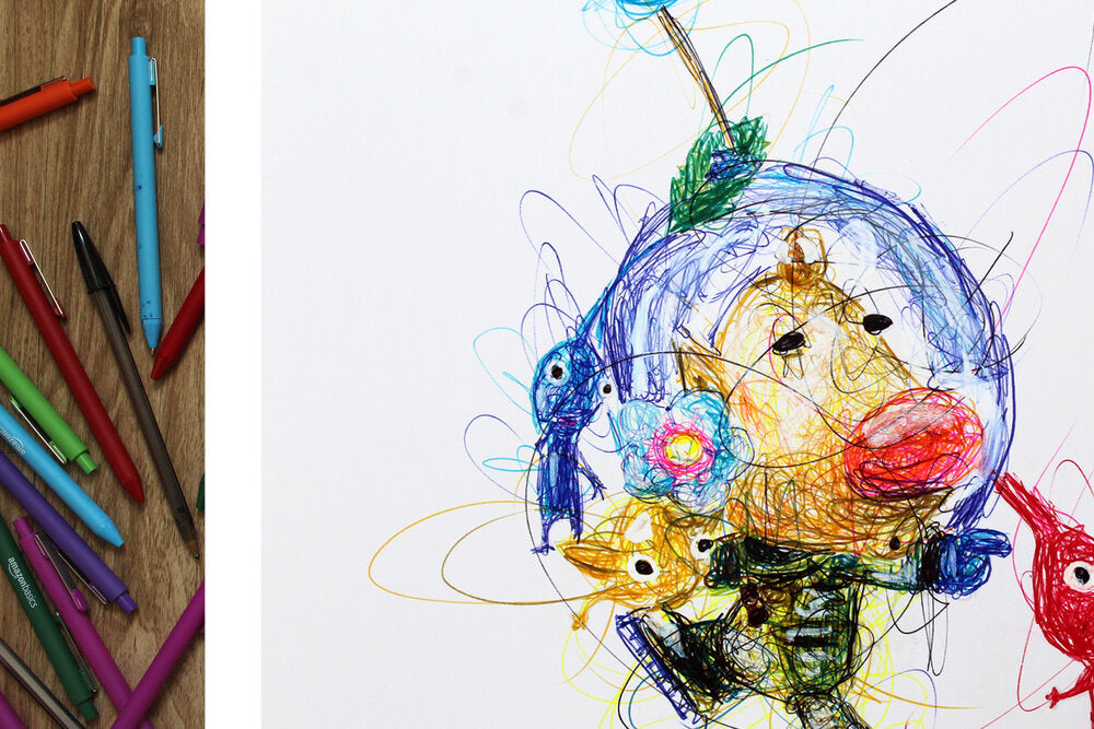 Louie Ballpoint Pen Scribble Art Print-Cody James by Cody