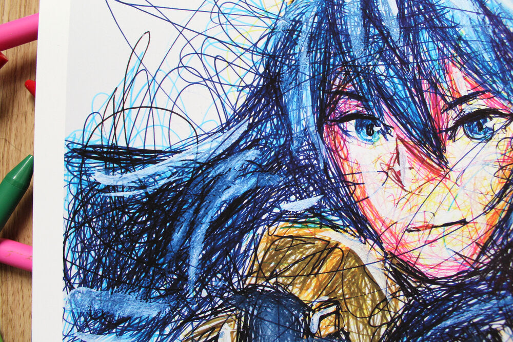 Lucina Ballpoint Pen Scribble Art Print-Cody James by Cody