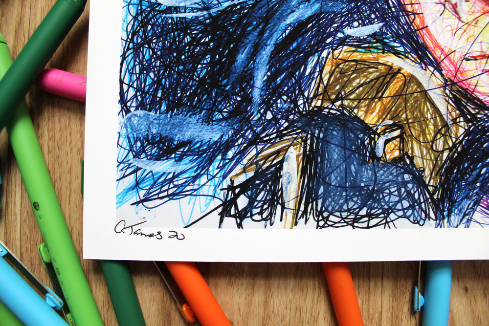 Lucina Ballpoint Pen Scribble Art Print-Cody James by Cody