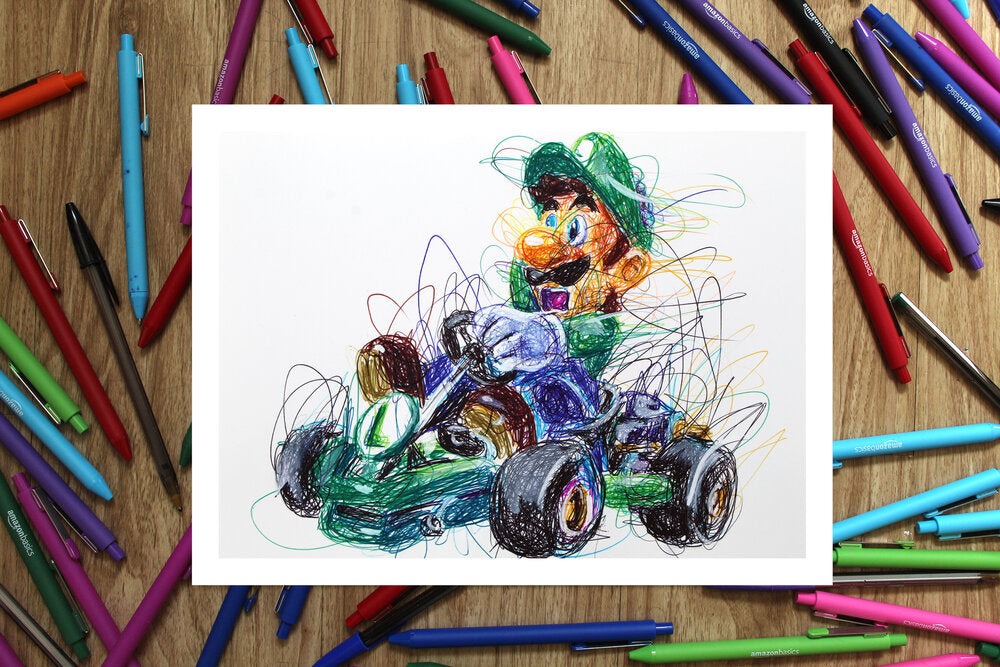COMPLETE Mario Kart Ballpoint Pen Art Print Set-Cody James by Cody