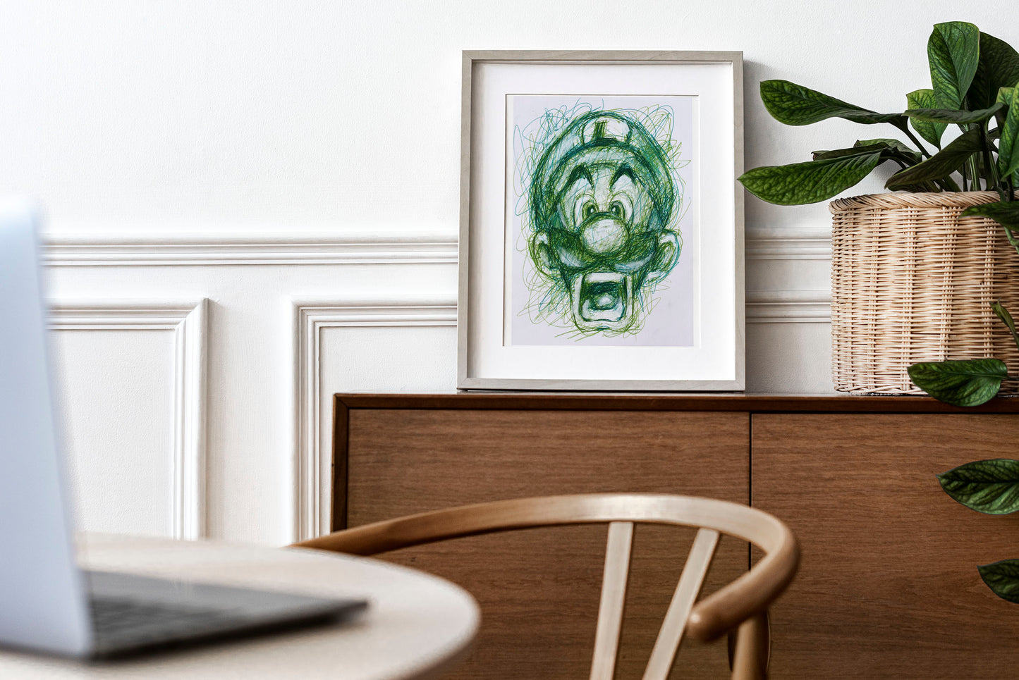 Luigi Ballpoint Pen Scribble Art Print