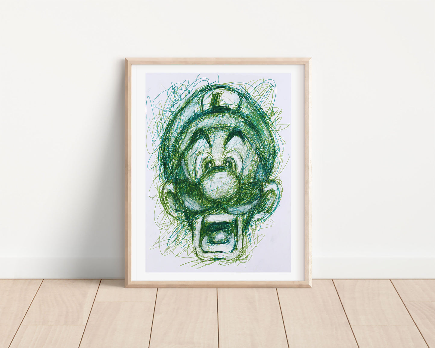 Luigi Ballpoint Pen Scribble Art Print