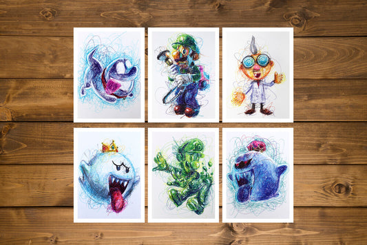 Luigi's Mansion Complete Ballpoint Pen Art Print Set-Cody James by Cody