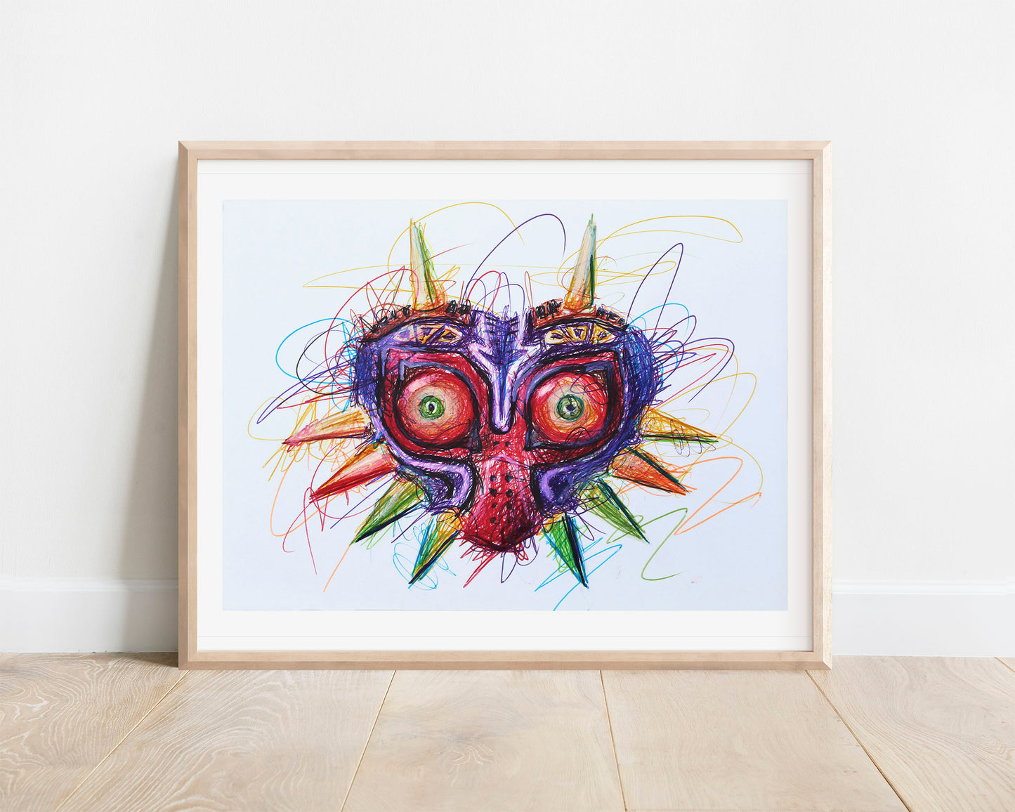 Majoras Mask Ballpoint Pen Scribble Art Print
