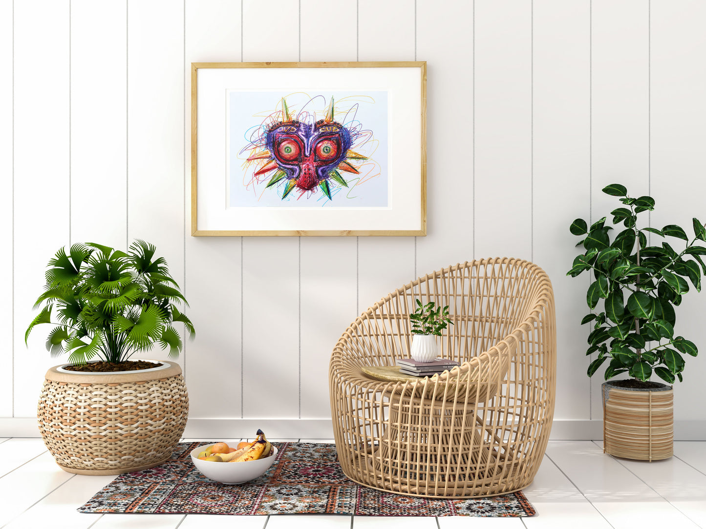 Majoras Mask Ballpoint Pen Scribble Art Print