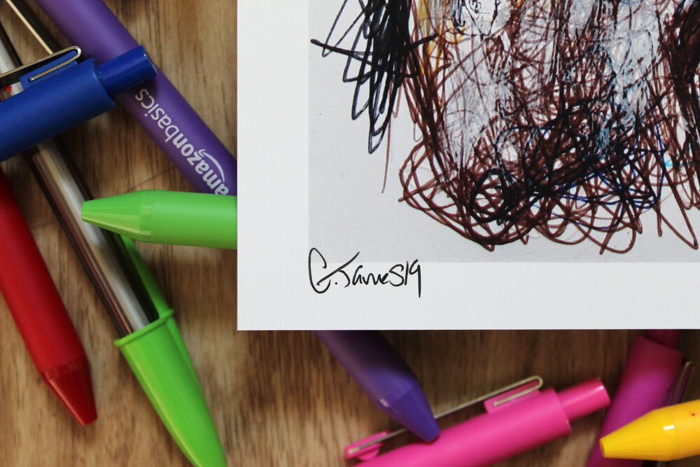 Mando Ballpoint Pen Scribble Art Print-Cody James by Cody