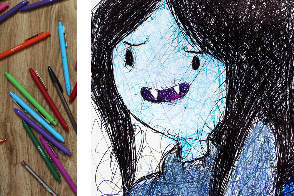 Marceline the Vampire Queen Ballpoint Pen Scribble Art Print-Cody James by Cody