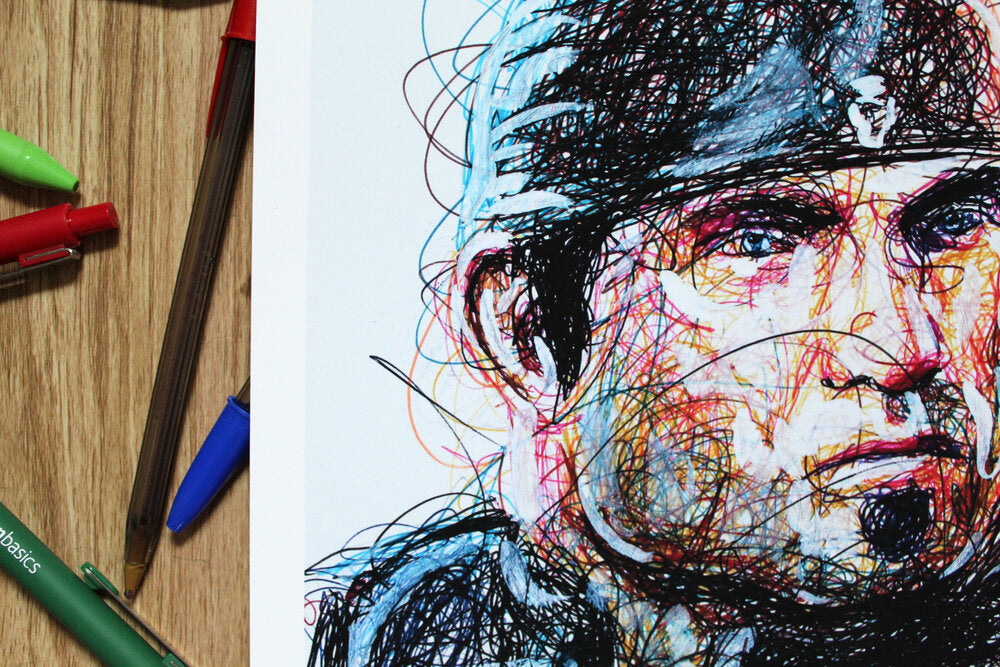 Marcus Ballpoint Pen Scribble Art Print-Cody James by Cody