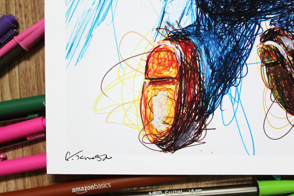 Super Mario Sunshine Ballpoint Pen Scribble Art Print-Cody James by Cody