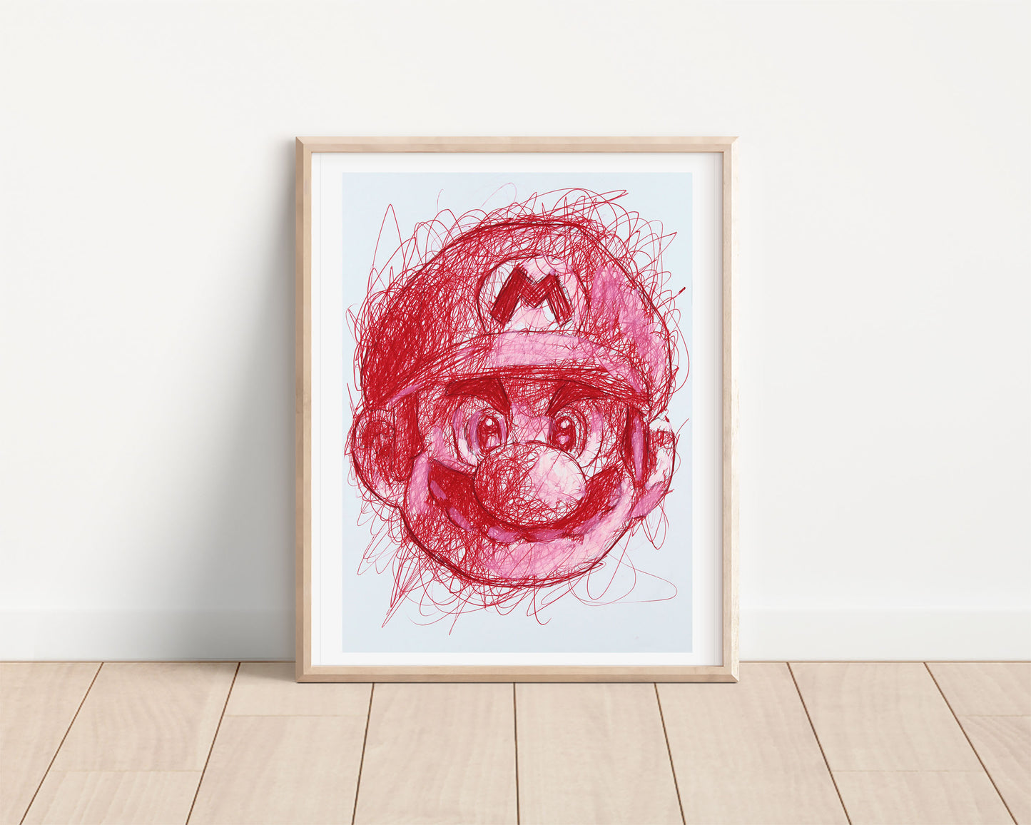Mario Ballpoint Pen Scribble Art Print