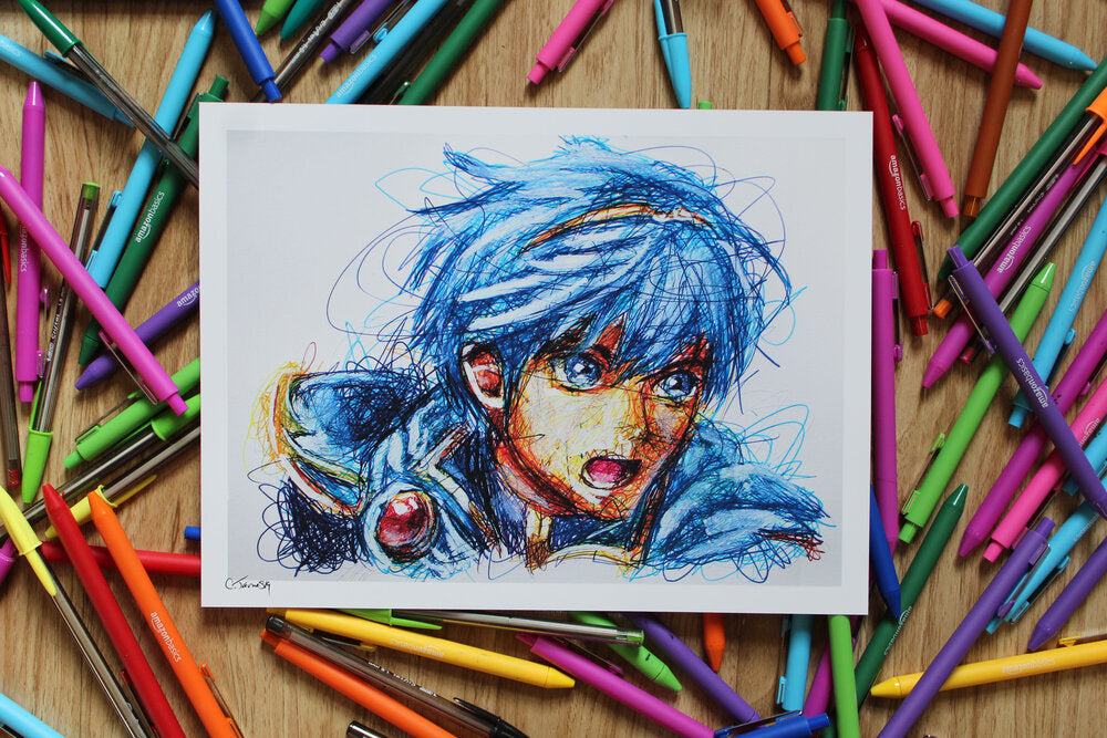 Marth Ballpoint Pen Scribble Art Print-Cody James by Cody