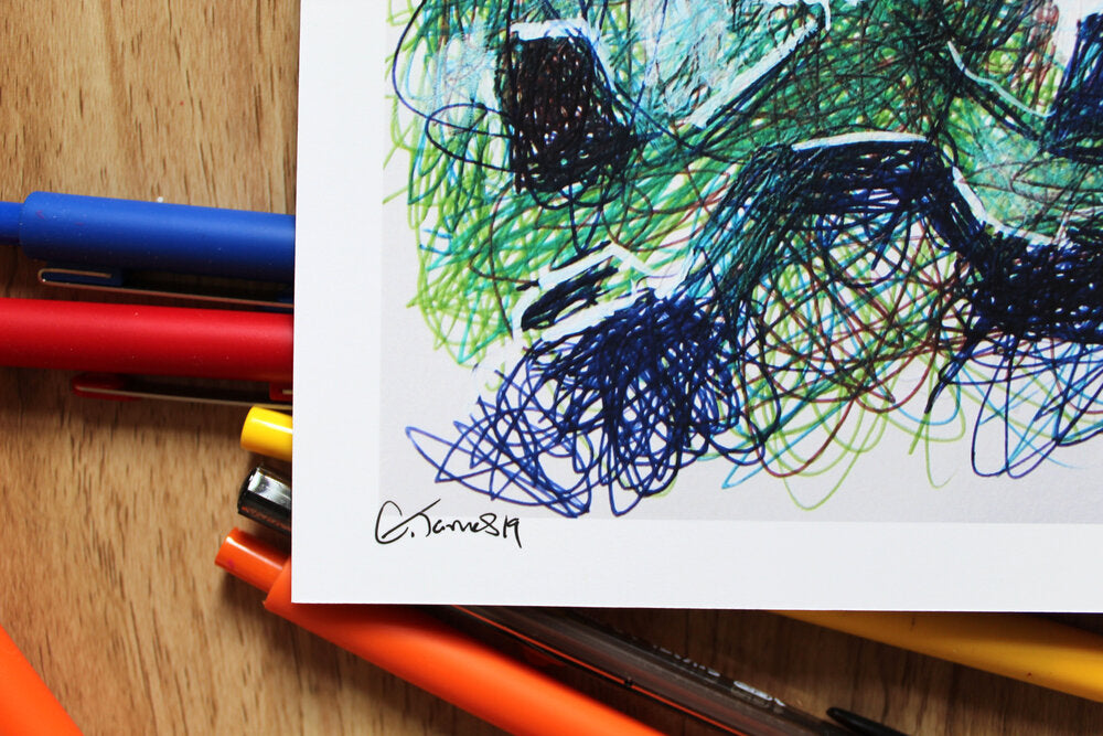 Master Chief Ballpoint Pen Scribble Art Print-Cody James by Cody