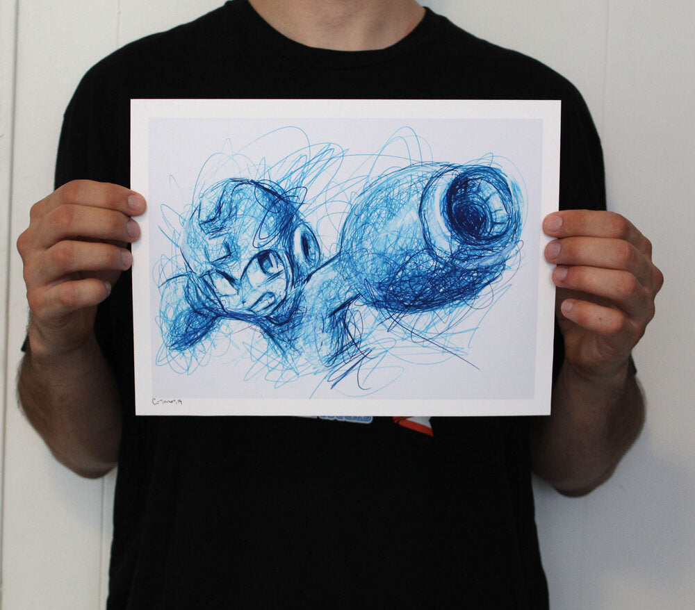 Megaman Ballpoint Pen Scribble Art Print-Cody James by Cody