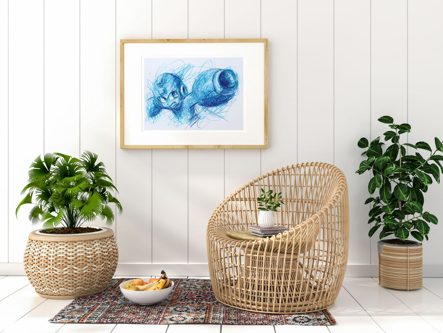 Megaman Ballpoint Pen Scribble Art Print