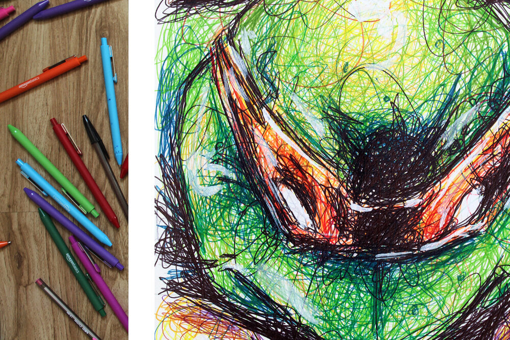 Michelangelo Ballpoint Pen Scribble Art Print-Cody James by Cody