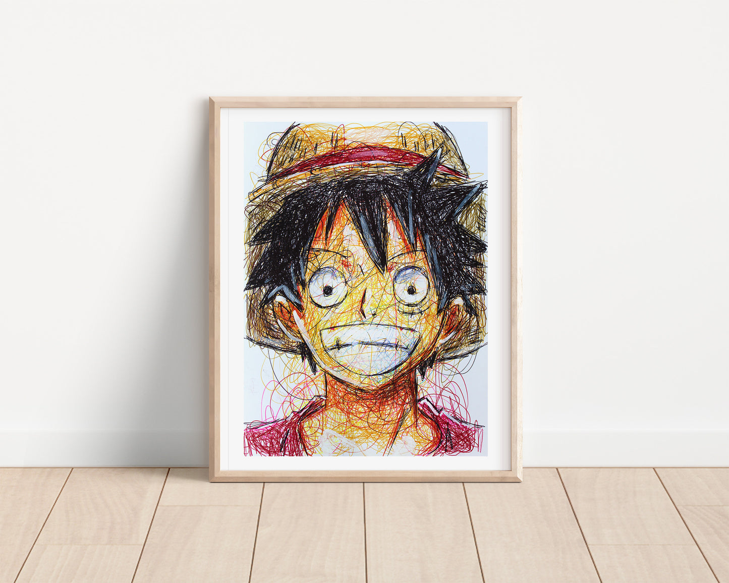 Luffy Ballpoint Pen Scribble Art Print