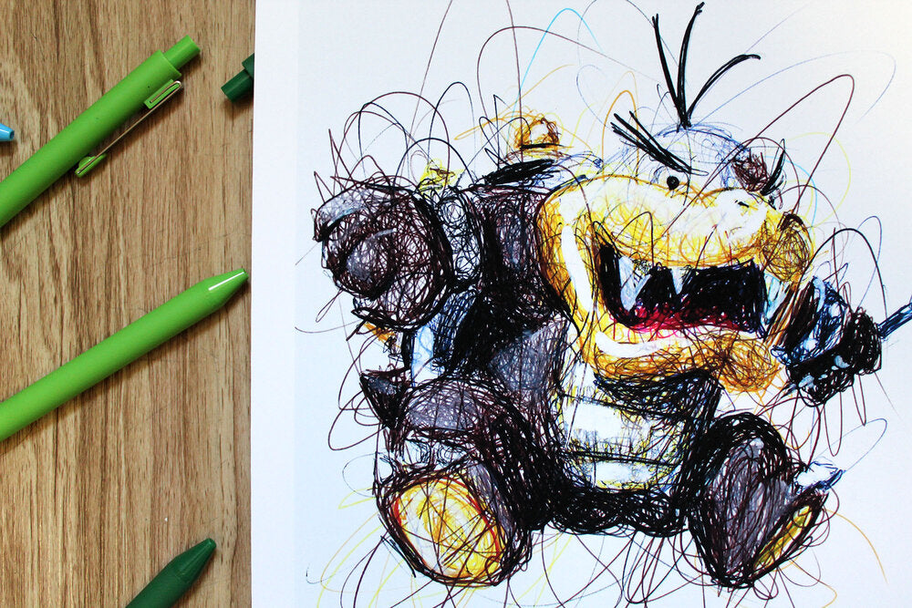 Morton Koopa Ballpoint Pen Scribble Art Print-Cody James by Cody