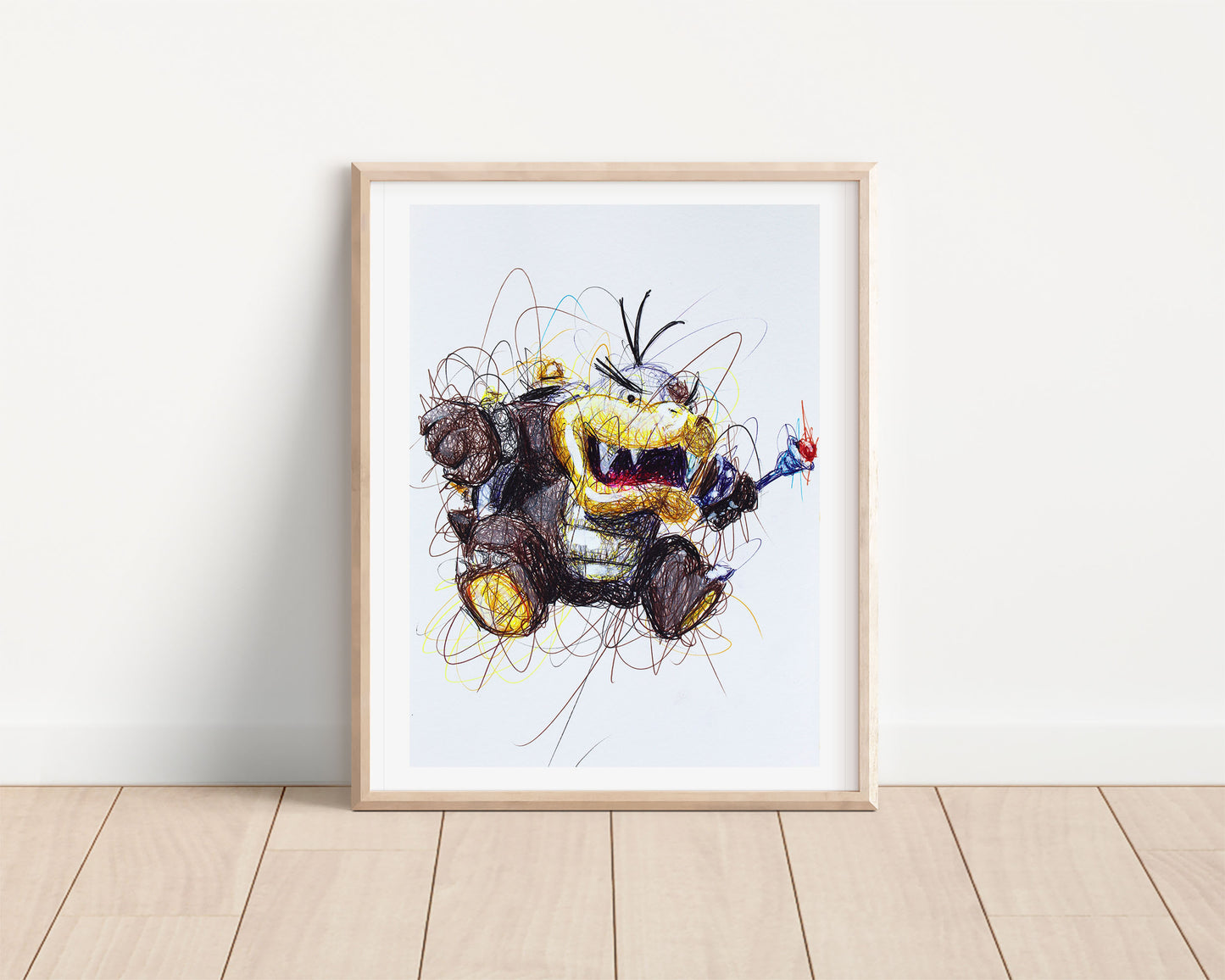 Morton Koopa Ballpoint Pen Scribble Art Print