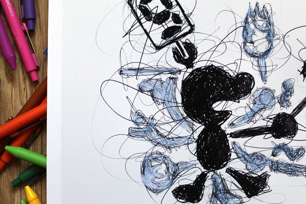 Mr. Game and Watch Ballpoint Pen Scribble Art Print-Cody James by Cody