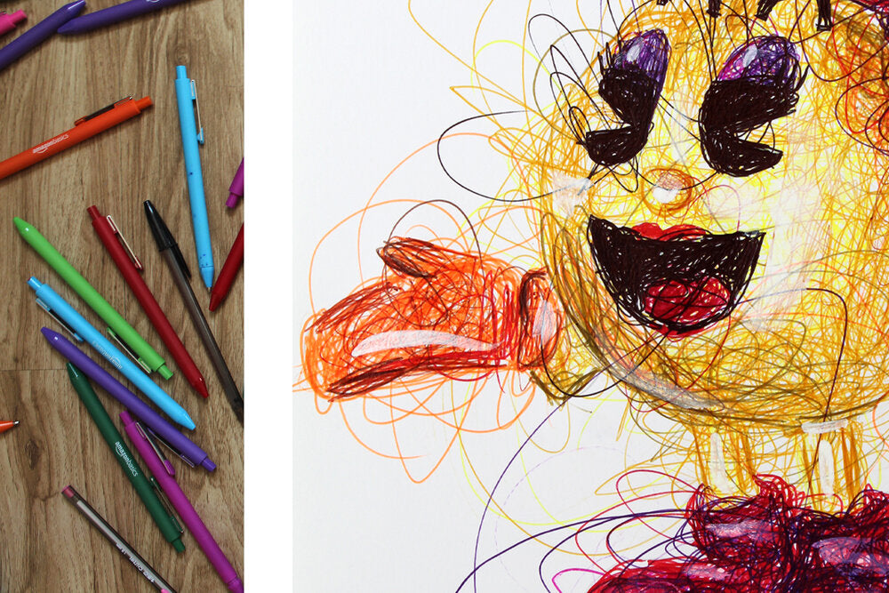 Ms. Pacman Ballpoint Pen Scribble Art Print-Cody James by Cody