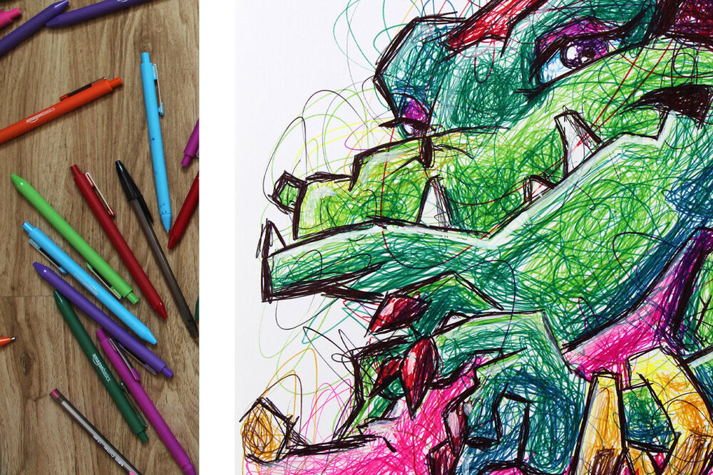 Mz Ruby Ballpoint Pen Scribble Art Print-Cody James by Cody
