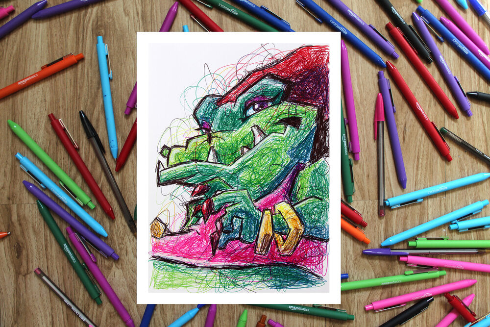 Mz Ruby Ballpoint Pen Scribble Art Print-Cody James by Cody