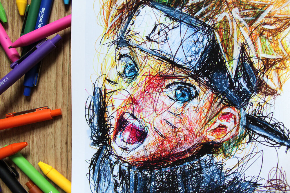 Naruto Ballpoint Pen Scribble Art Print-Cody James by Cody
