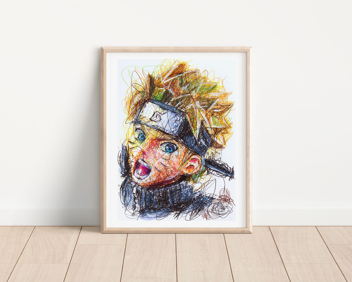 Naruto Ballpoint Pen Scribble Art Print