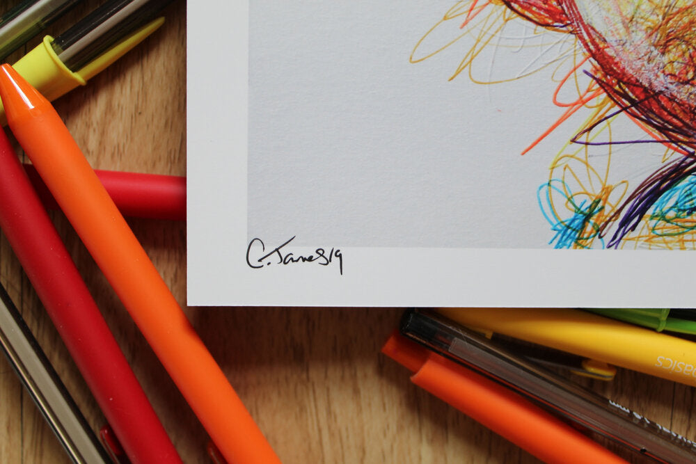 Ness Ballpoint Pen Scribble Art Print-Cody James by Cody