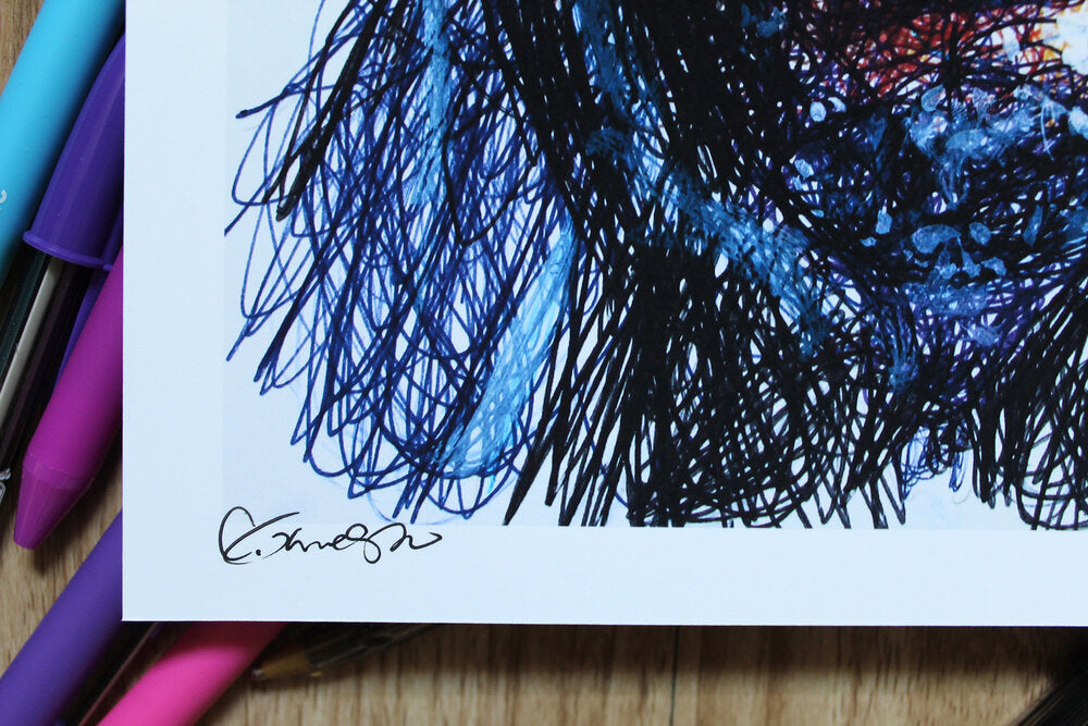 Nick Fury Ballpoint Pen Scribble Art Print-Cody James by Cody