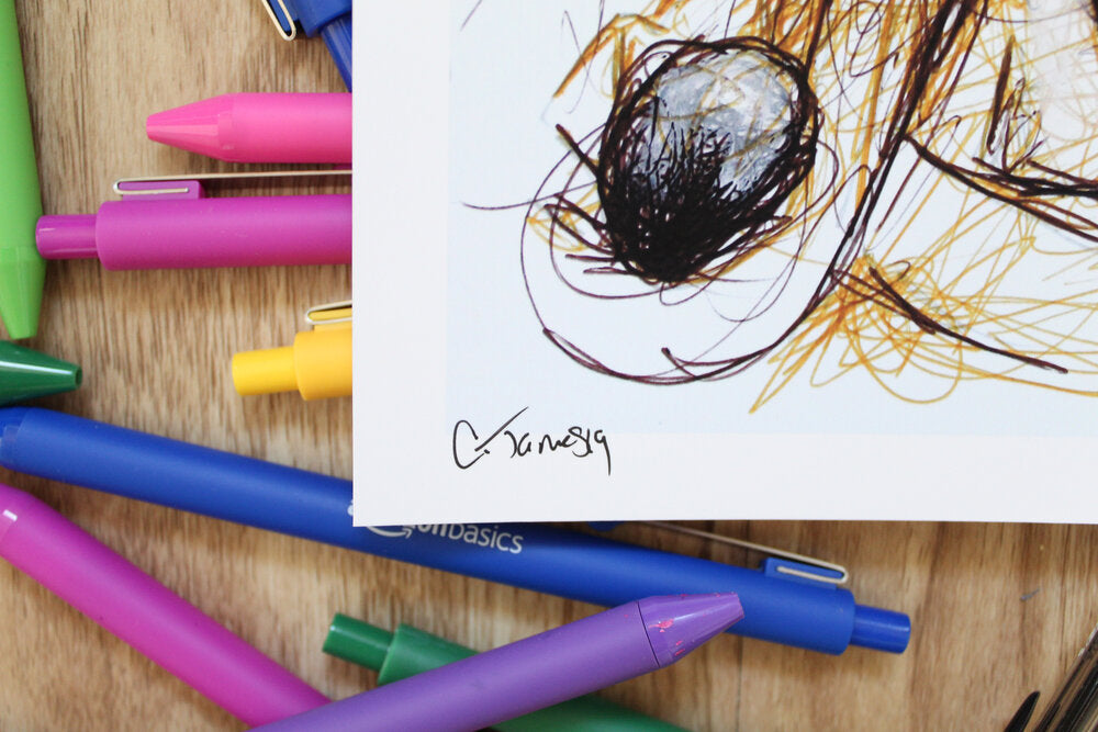 One Punch Man Ballpoint Pen Scribble Art Print-Cody James by Cody
