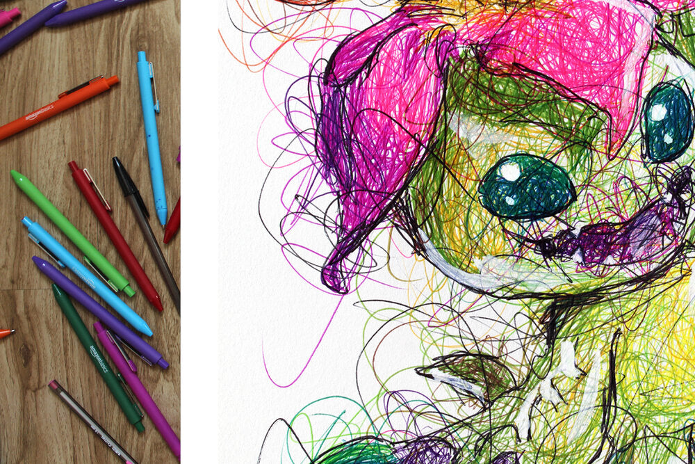 Palmon Ballpoint Pen Scribble Art Print-Cody James by Cody