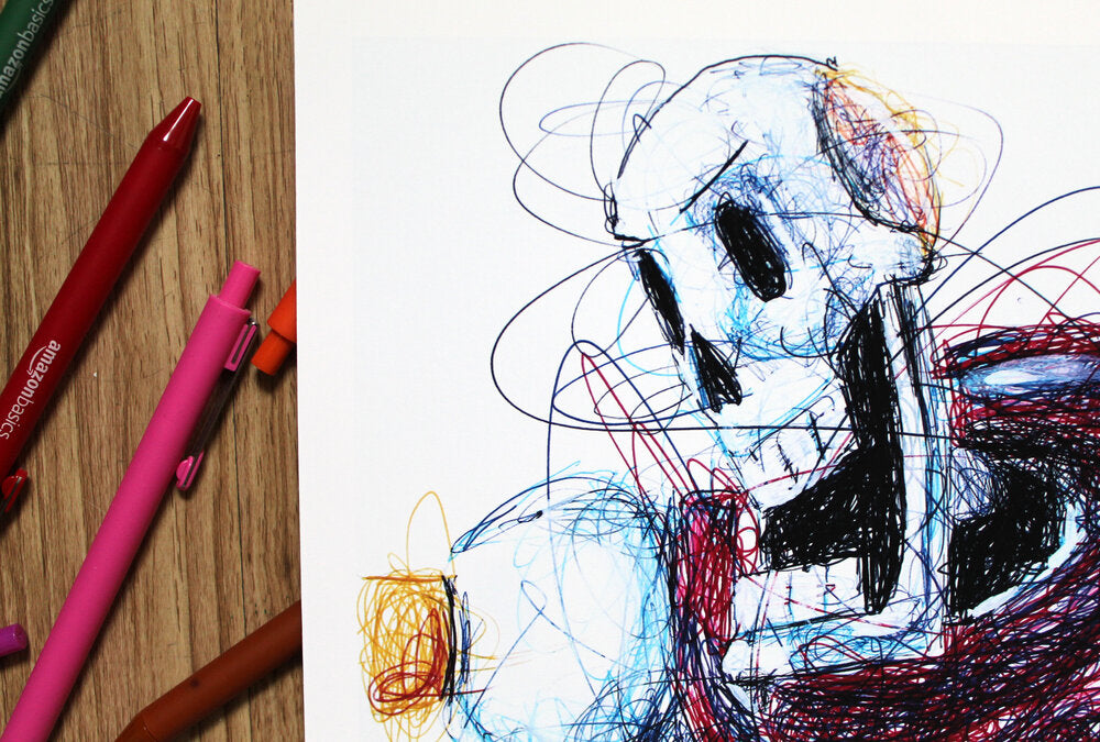 Papyrus Ballpoint Pen Scribble Art Print-Cody James by Cody