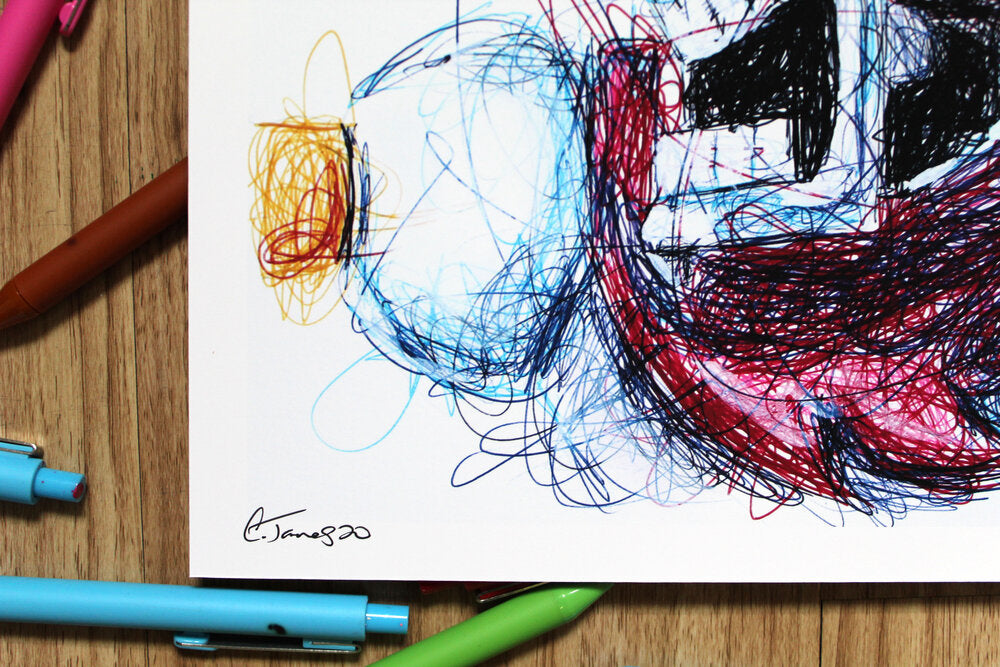 Papyrus Ballpoint Pen Scribble Art Print-Cody James by Cody