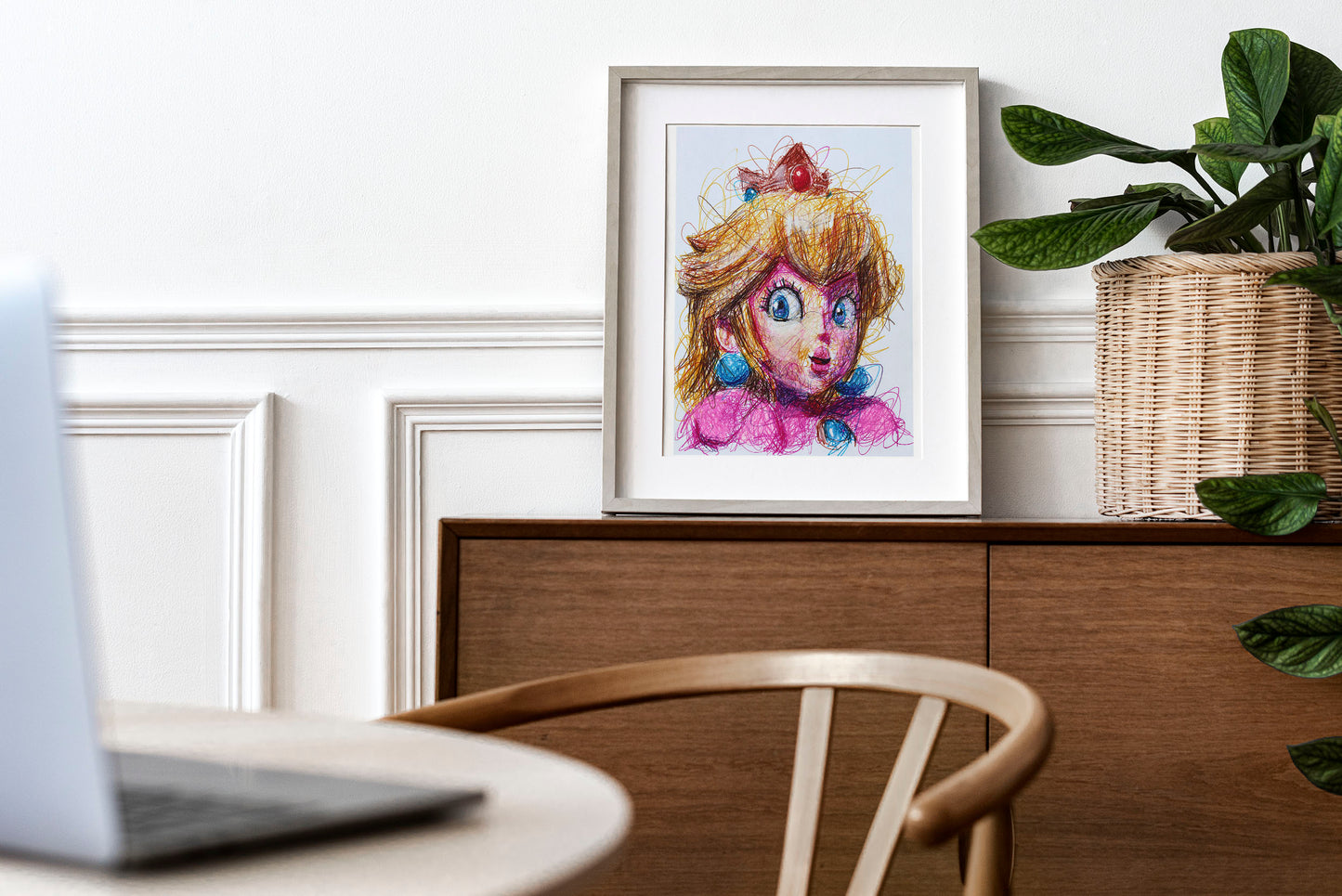 Peach Scribble Ballpoint Pen Scribble Art Print