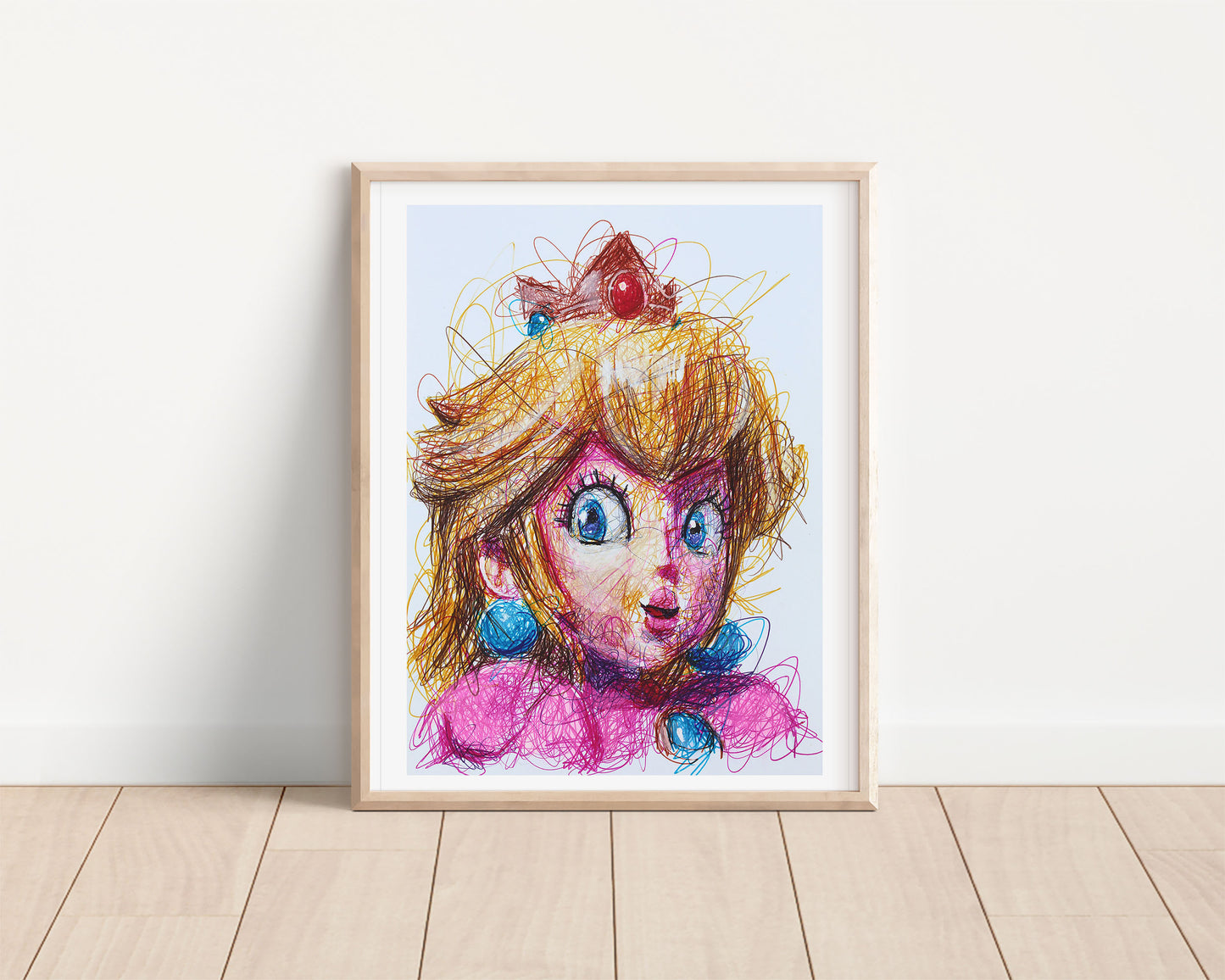 Peach Scribble Ballpoint Pen Scribble Art Print