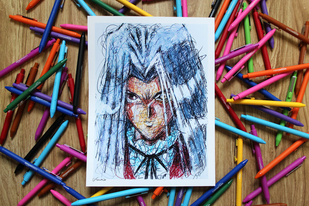 Pegasus Ballpoint Pen Scribble Art Print-Cody James by Cody