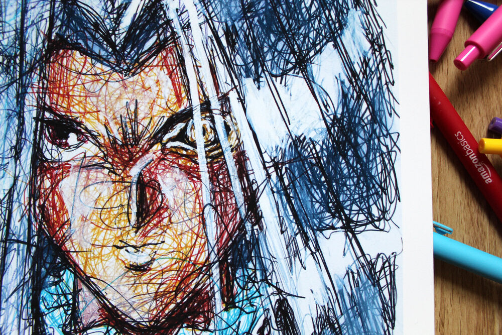 Pegasus Ballpoint Pen Scribble Art Print-Cody James by Cody