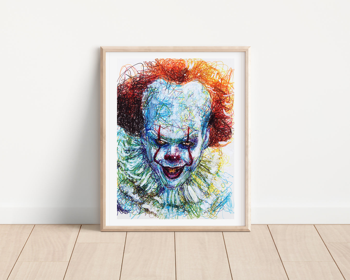 Pennywise the Clown Ballpoint Pen Scribble Art Print