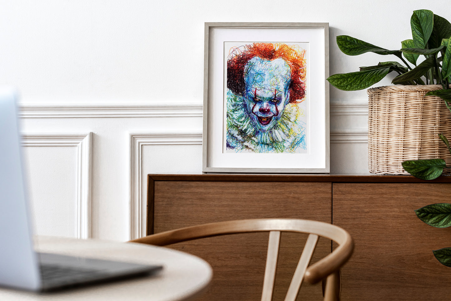 Pennywise the Clown Ballpoint Pen Scribble Art Print