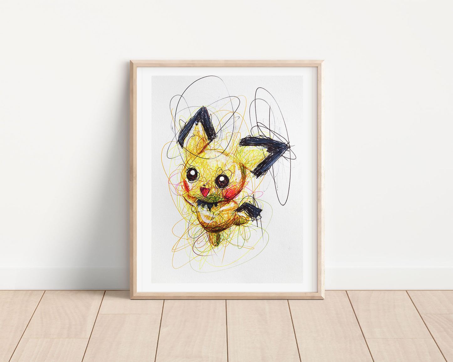 Pichu Ballpoint Pen Scribble Art Print