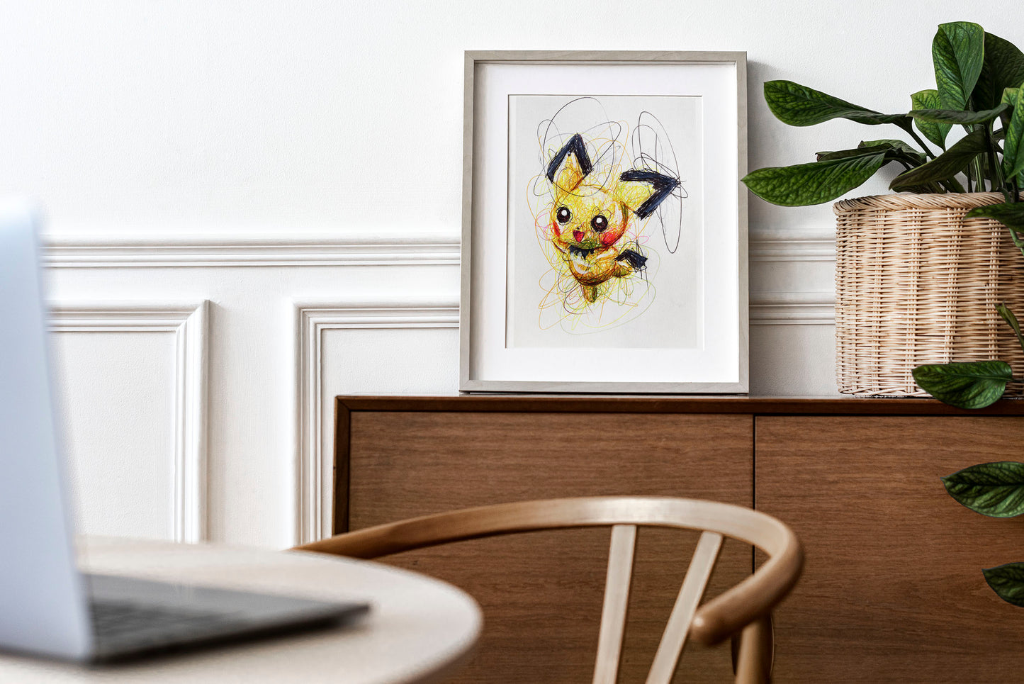 Pichu Ballpoint Pen Scribble Art Print