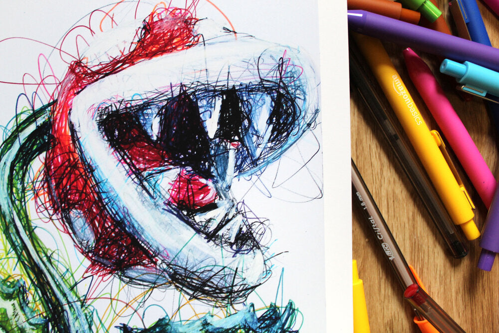 Piranha Plant Ballpoint Pen Scribble Art Print-Cody James by Cody