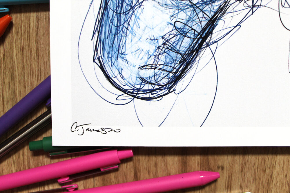 Play Station Controller Ballpoint Pen Scribble Art Print-Cody James by Cody