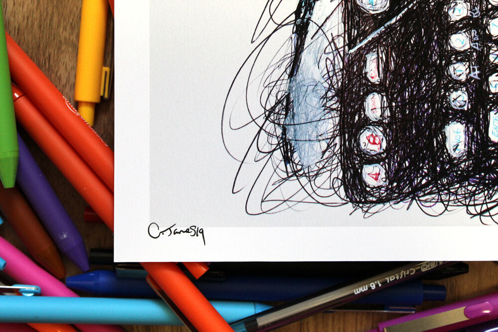 Power Glove Ballpoint Pen Scribble Art Print-Cody James by Cody
