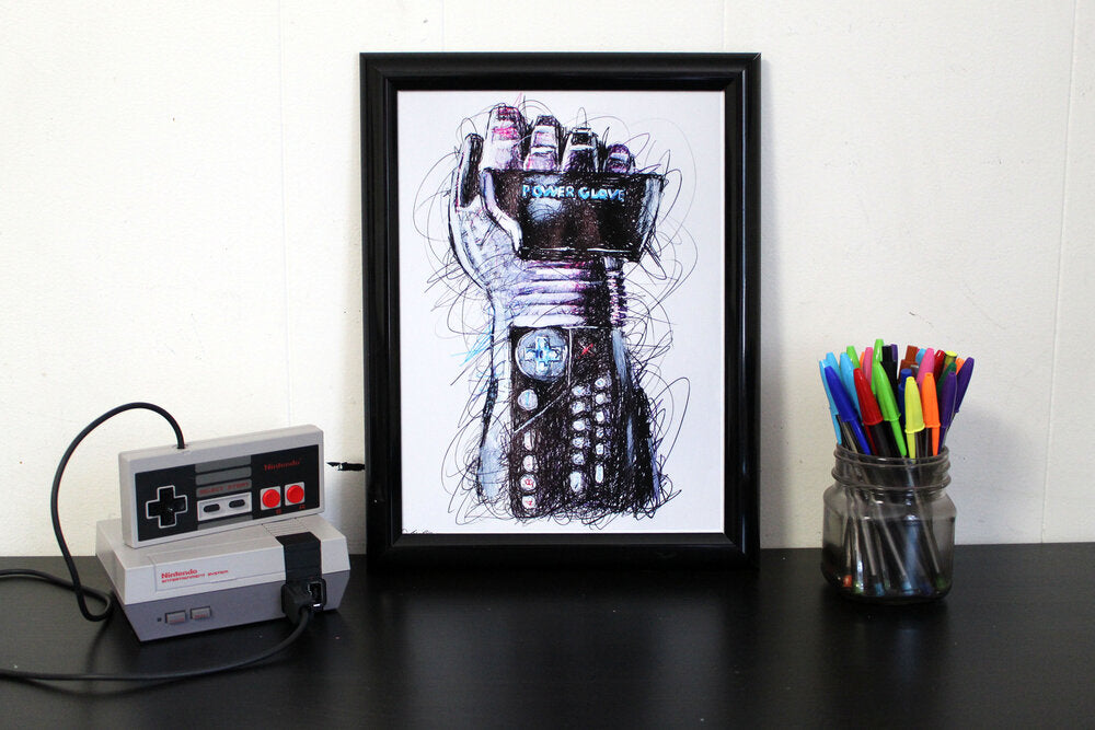 Power Glove Ballpoint Pen Scribble Art Print-Cody James by Cody