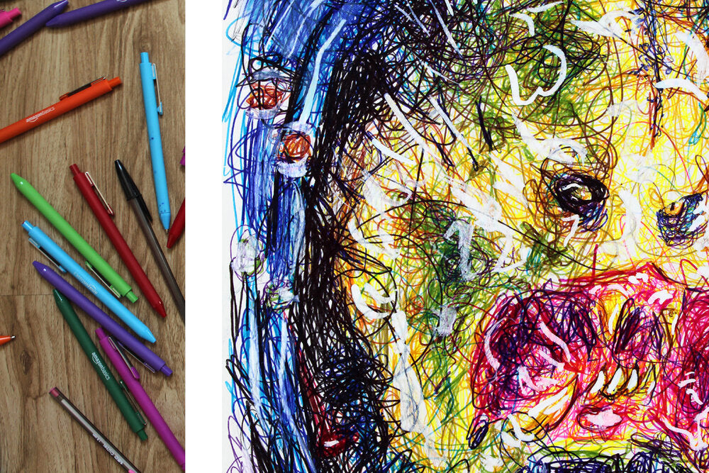 Predator Ballpoint Pen Scribble Art Print-Cody James by Cody